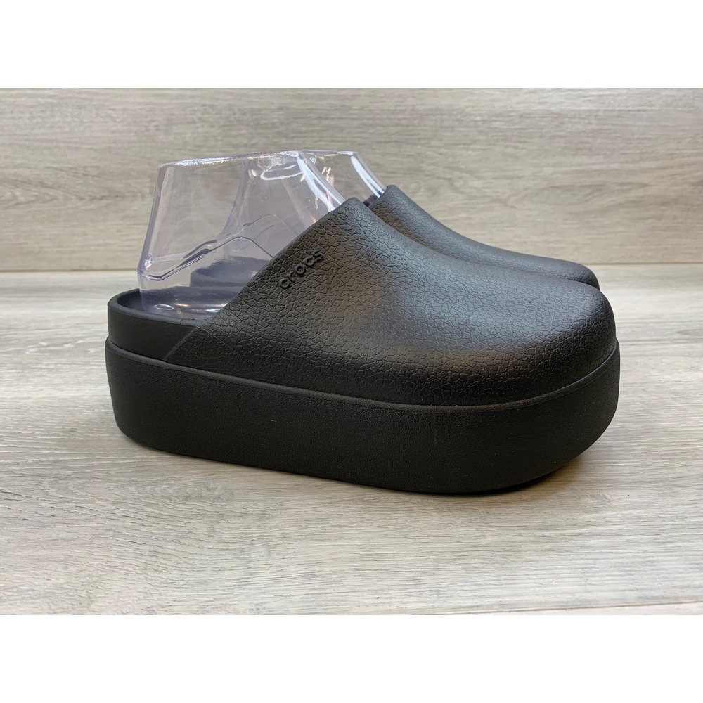 CROCS Classic Platform Clog Mules in Black